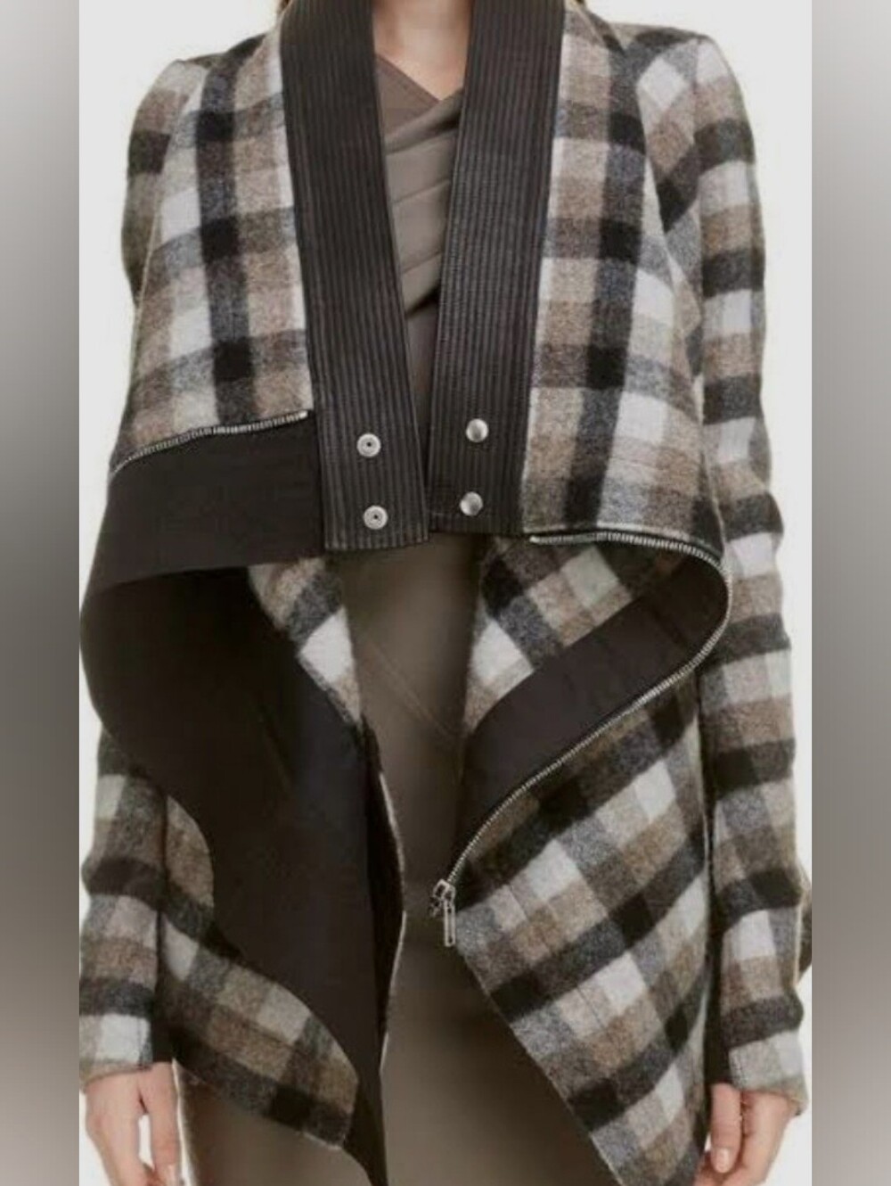 Rick Owens Exploder Check Drape Wool Jacket - Picture 3 of 13